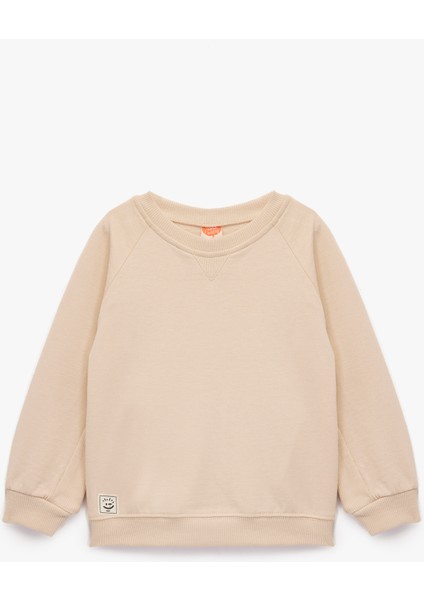 Pamuklu Uzun Kollu Bisiklet Yaka Basic Sweatshirt