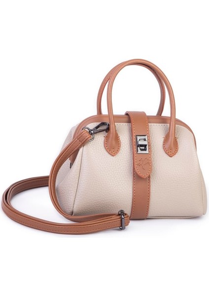 1426 Kadın Mini Boy Klipsli El ve Postacı Çantası (20*13 Cm) Kum