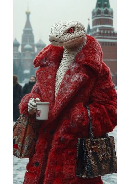 Kürk Ceketli Yılan Ev Duvar Salon Güzellik Salonu Ofis Dükkan Dekarasyon Kanvas Tablo fiyatları