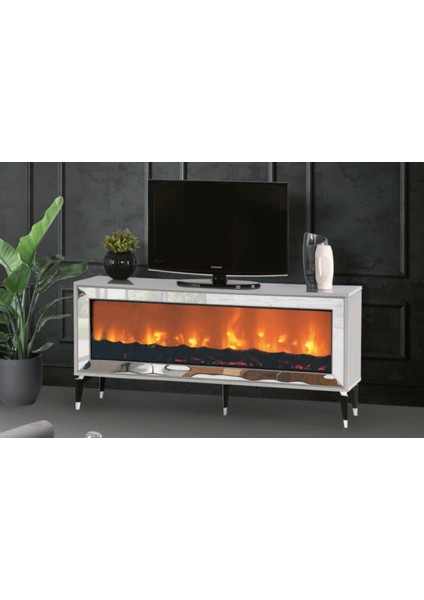 Sis Gri Şömineli Bera Tv Sehpası