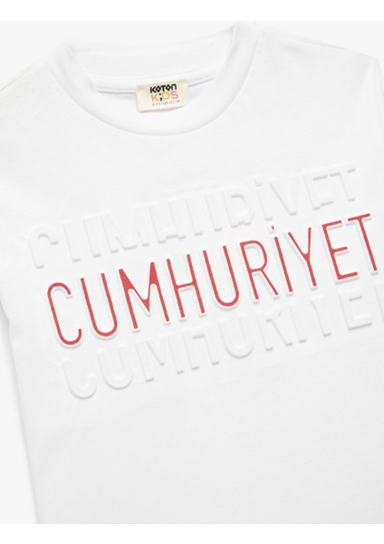 Uzun Kollu Bisiklet Yaka Pamuklu Cumhuriyet Baskılı Tişört modelleri
