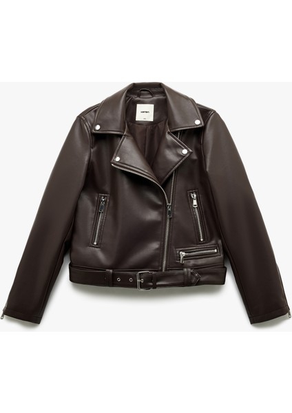 Cepli Uzun Kollu Fermuarlı Kruvaze Suni Deri Biker Ceket modelleri
