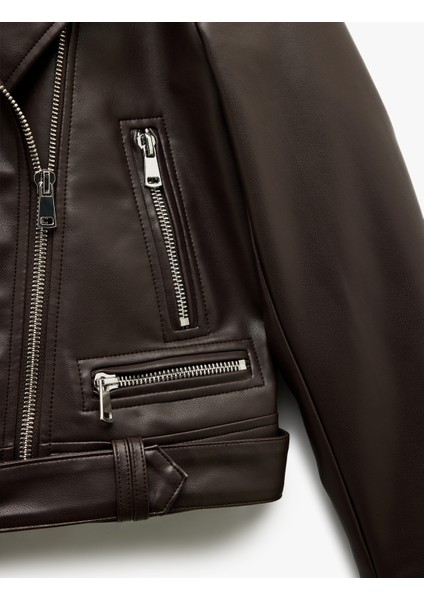 Cepli Uzun Kollu Fermuarlı Kruvaze Suni Deri Biker Ceket indirimleri