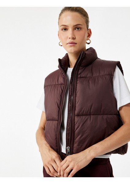 Dik Yaka Kolsuz Fermuarlı Su Itici Crop Şişme Yelek fiyatları