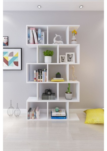 Beyaz Suntalam Dekoratif Kitaplık 90x157x20 cm Minimalist Tasarım Ev Ofis Kullanımına Uygun fırsatları