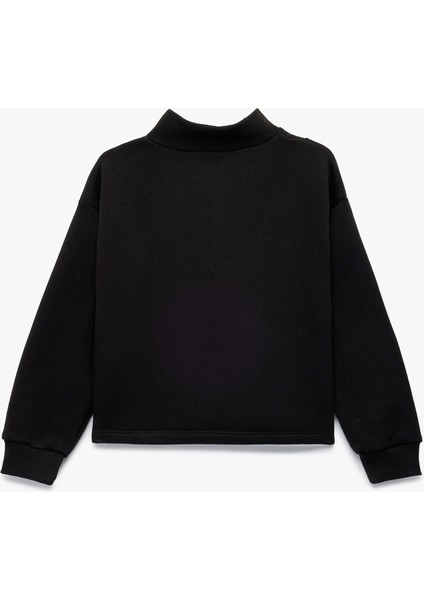 Şardonlu Uzun Kollu Dik Yaka Yarım Fermuarlı Sweatshirt fiyatları