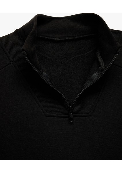 Şardonlu Uzun Kollu Dik Yaka Yarım Fermuarlı Sweatshirt modelleri