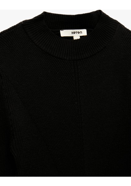 Hafif Dik Yaka Uzun Kollu Triko Kazak modelleri