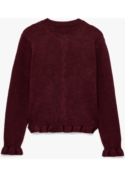 Fırfır Detaylı Uzun Kollu Bisiklet Yaka Triko Hırka fiyatları