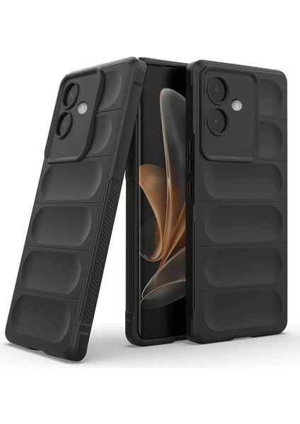 Oppo A3 Uyumlu Esnek Oyuklu Arka Yüzey Tasarımlı Şık Silikon Kapak Kılıf