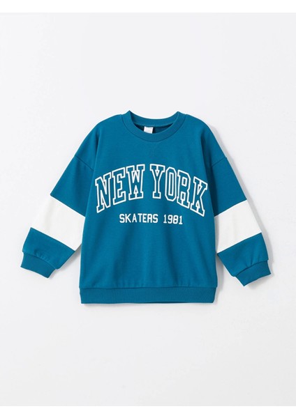 Lcw Kids Petrol Bisiklet Yaka Baskılı Erkek Bebek Sweatshirt ve Pantolon 2'li Takım fiyatları