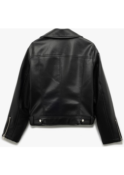 Cepli Uzun Kollu Fermuarlı Kruvaze Suni Deri Biker Ceket fırsatları