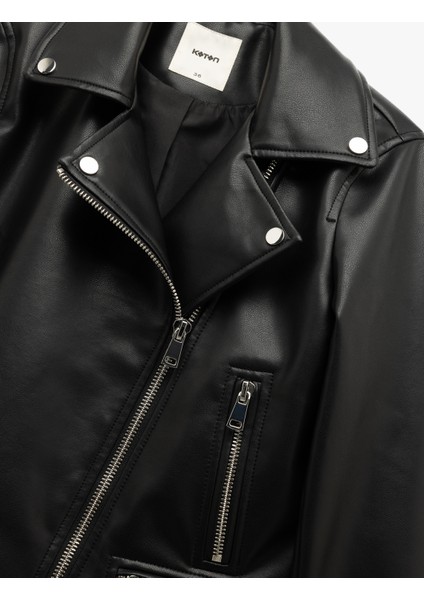 Cepli Uzun Kollu Fermuarlı Kruvaze Suni Deri Biker Ceket indirimleri