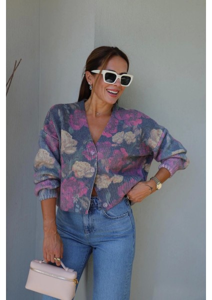 Renkli Çiçek Desen Hırka modelleri