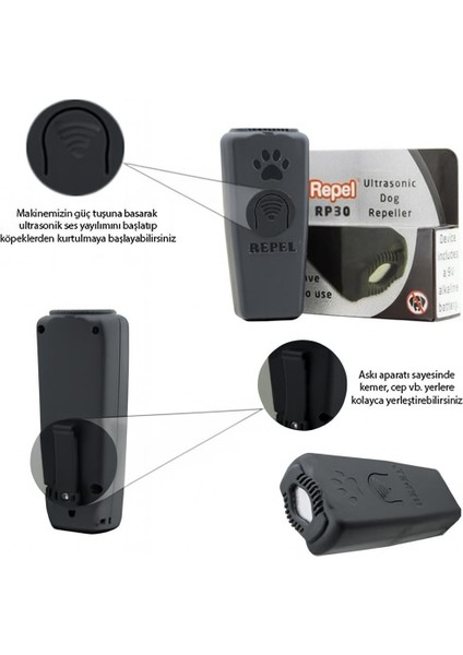 Rp 30 V2 El Tipi Köpek Kovucu Eğitici 30 Metre Etkili