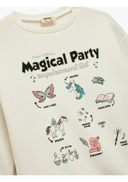 Şardonlu Uzun Kollu Bisiklet Yaka Baskılı Sweatshirt modelleri