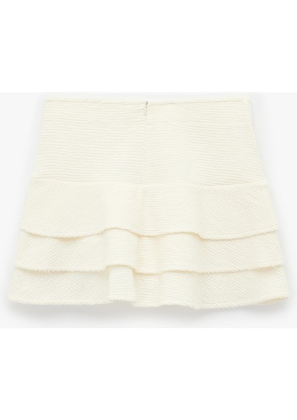Slim Fit Katlı Detaylı Fırfırlı Mini Etek fiyatları