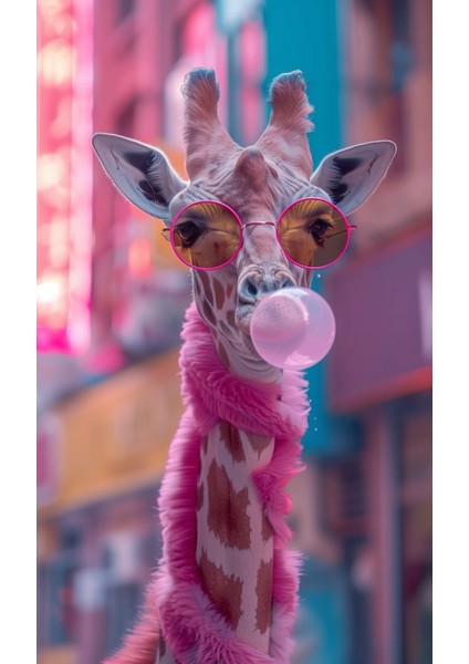 Sakızlı Zürafa V12 Ev Duvar Salon Güzellik Salonu Ofis Dükkan Dekarasyon Kanvas Tablo fiyatları