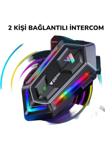 Kask Interkom Rgb Işıklı Çift Bağlantı Siri Bluetooth Mikrofon Kulaklık Stereo Motorsiklet
