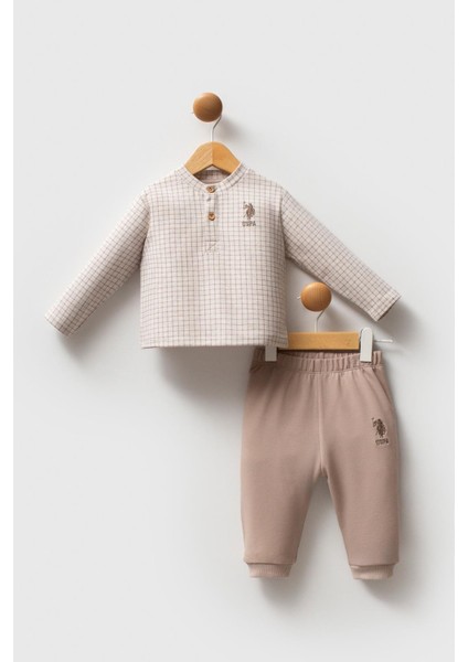 USB2576 - Bej Melanj - U.s. Polo Assn Bebek Erkek Bebek 2li Takım