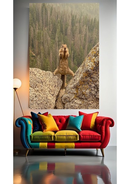 Hayata Tutunan Sincap V1 Ev Duvar Salon Güzellik Salonu Ofis Dükkan Dekarasyon Kanvas Tablo