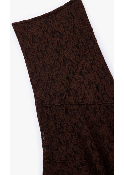 Asimetrik Kesim Midi Dantelli Etek modelleri