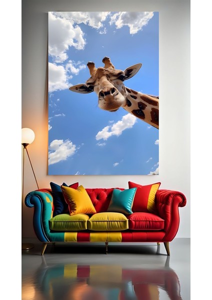 Şirin Zürafa V11 Ev Duvar Salon Güzellik Salonu Ofis Dükkan Dekarasyon Kanvas Tablo