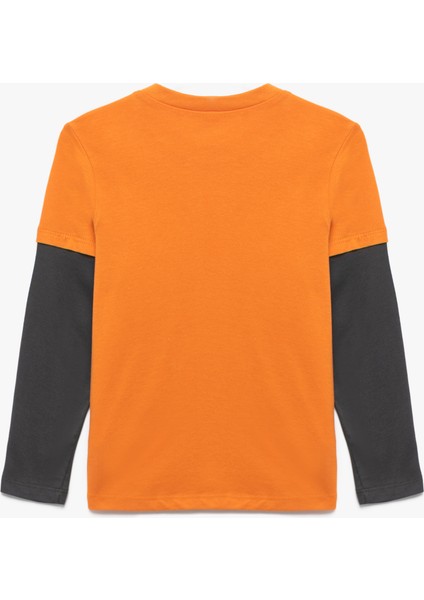 Pamuklu Uzun Kollu Bisiklet Yaka Baskılı Tişört fiyatları