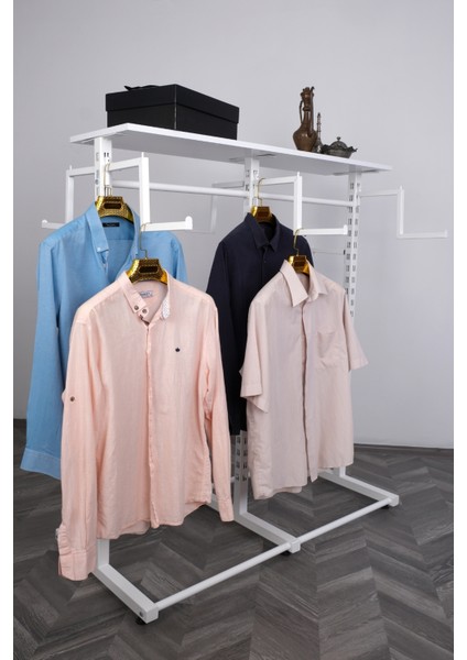 Çift Taraflı 6 Bastonlu Z Askılık Stand Beyaz