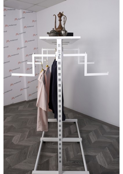 Çift Taraflı 6 Bastonlu Z Askılık Stand Beyaz fiyatları