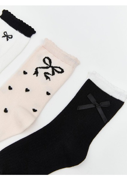 Fiyonk Desenli Kız Çocuk Soket Çorap 5'li (W5) fiyatları