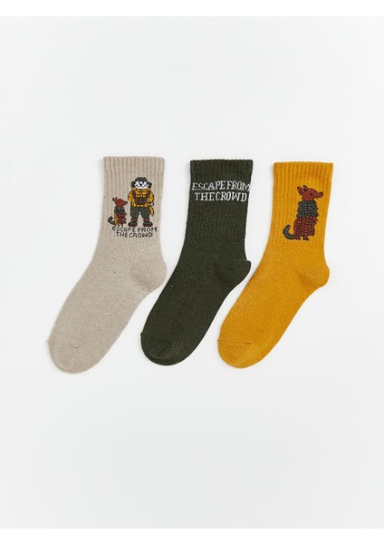Desenli Erkek Çocuk Soket Çorap 3'lü (W5)