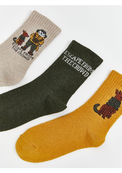 Desenli Erkek Çocuk Soket Çorap 3'lü (W5) fiyatları