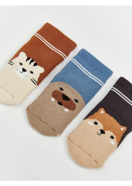 Desenli Erkek Bebek Patik Çorap 3'lü (W5) fiyatları