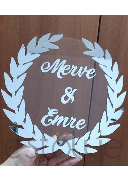 Pleksi Başak Model Masa Üstü İsimlik Dekoru Söz ve Nişan Törenleri İçin