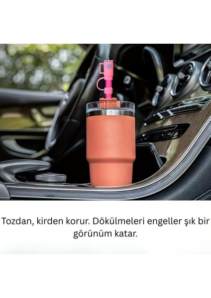Termos Şekilli Pipet Koruyucu 2 Adet Termos Şeklinde Pipet Koruyucu Silikon Pipet Tıpası