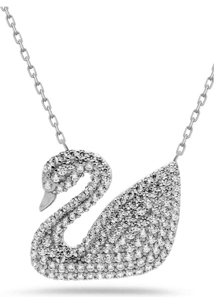 925 Ayar Gümüş Zarif Kuğu Figürlü Kolye, Günlük Ve Özel Gün Kombinlerine Uygun Şık Hediye