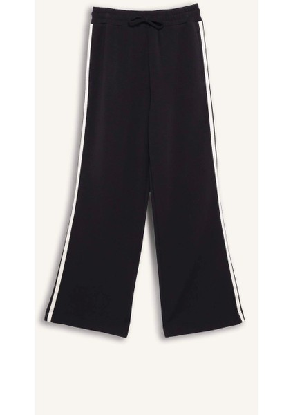 D1458 Siyah Defactofit Wide Leg Geniş Paça Cepli Standart Boy Modal Soft Touch Pantolon