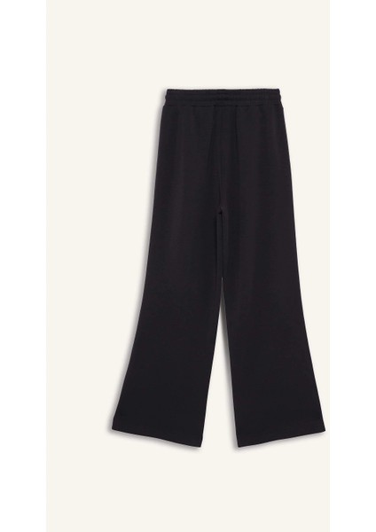 D1458 Siyah Defactofit Wide Leg Geniş Paça Cepli Standart Boy Modal Soft Touch Pantolon