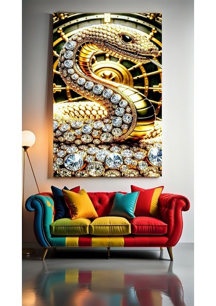 Mücevherli Yılan Ev Duvar Salon Güzellik Salonu Ofis Dükkan Dekarasyon Kanvas Tablo