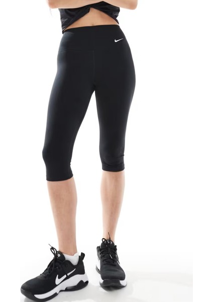 One Training High Rise Capri Leggings Black Kadın 2 Cepli Capri Boy Yüksek Bel Tayt Siyah