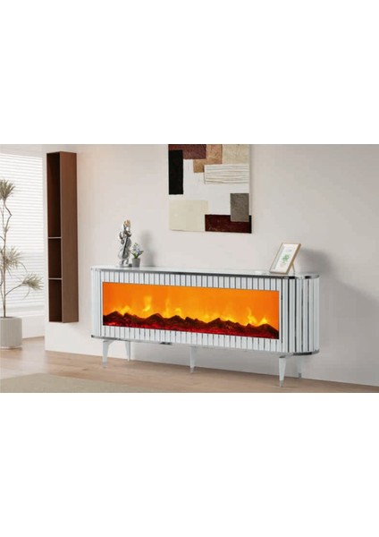 Bera Marmo - Gümüş Şömineli Gamze Tv Sehpası