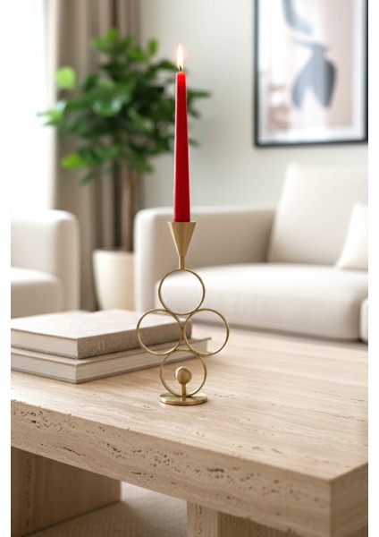 Pirinç El Yapımı Konik Halka Mumluk Şamdan