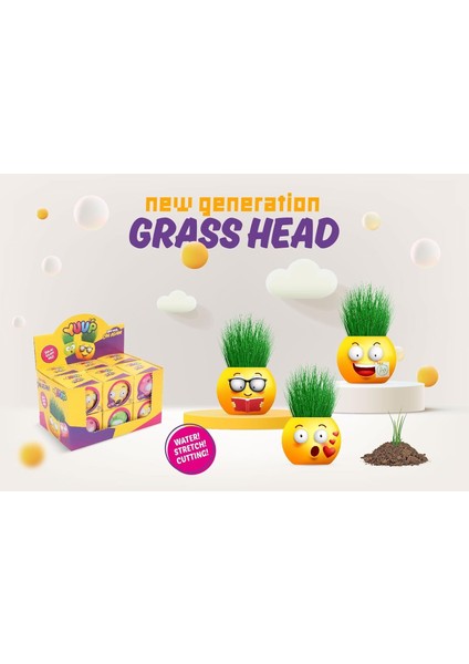 Emoji Temalı Çim Adam 6'lı Set - Çocuklar Için Eğitici ve Eğlenceli Bitki Yetiştirme Kiti