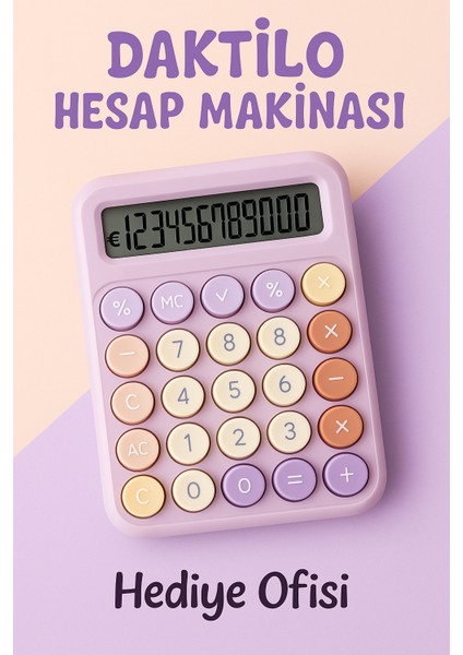 Hediye Ofisi Daktilo Tasarım Renkli Tuşlu Masaüstü Hesap Makinesi – Pastel Retro fiyatları