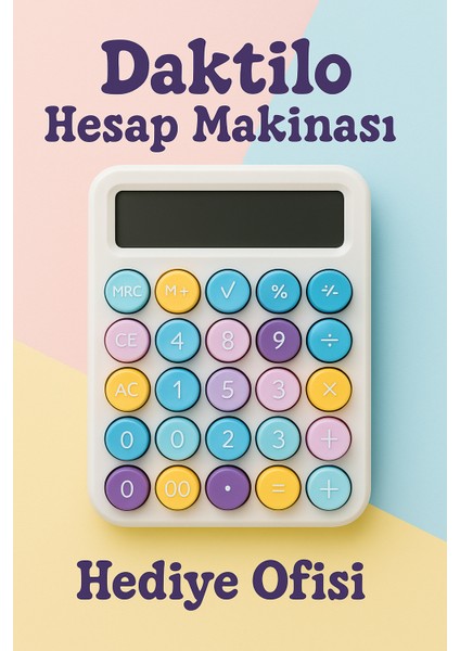 Hediye Ofisi Daktilo Tasarım Renkli Tuşlu Masaüstü Hesap Makinesi – Pastel Retro modelleri