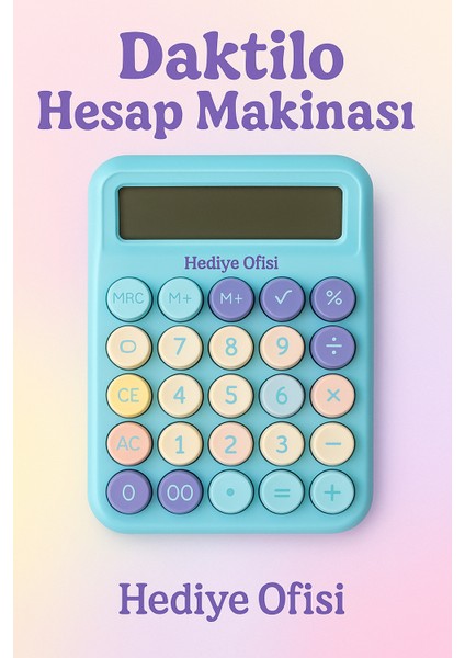 Hediye Ofisi Daktilo Tasarım Renkli Tuşlu Masaüstü Hesap Makinesi – Pastel Retro fırsatları