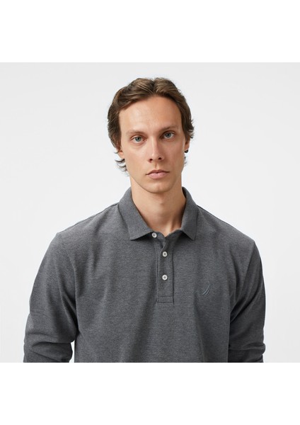 Erkek Gri Classic Fit Uzun Kollu Polo Yaka T-Shirt K57042T.00E