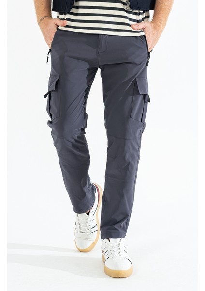 Erkek Gri Standart Kesim 5 Cepli Nefes Alan Likralı Outdoor Kargo Pantolon
