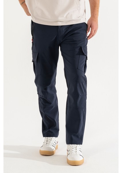 Erkek Lacivert Standart Kesim 5 Cepli Nefes Alan Likralı Outdoor Kargo Pantolon